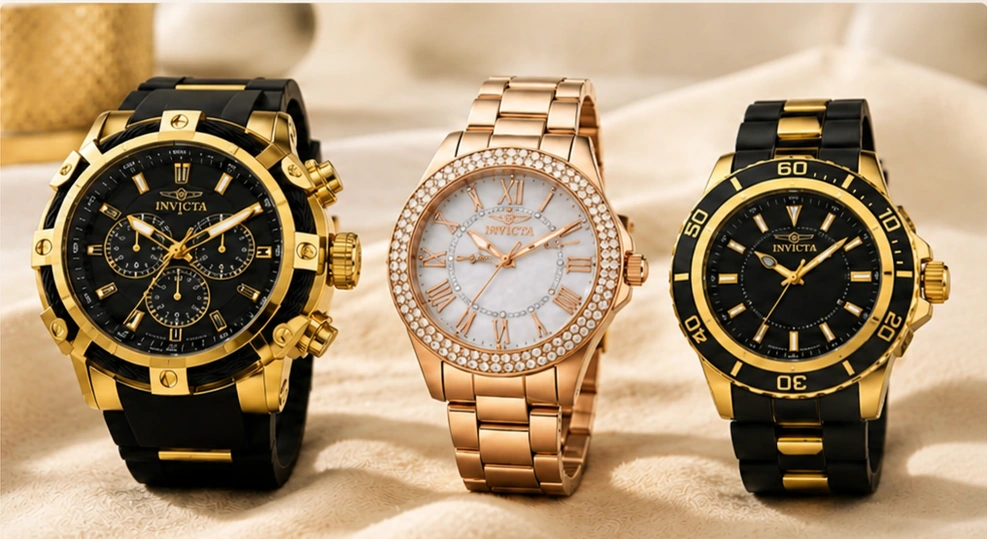 Selección de tres relojes Invicta para hombre, mujer y unisex